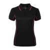 Black Pink Ladies Piping Polo Shirts